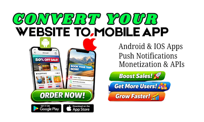 convert website to app, website to android or ios mobile app development
