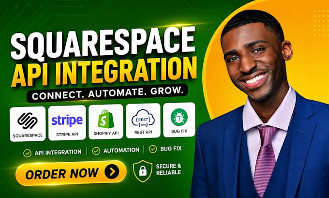 build squarespace api integration, rest api, stripe setup, webhook integration