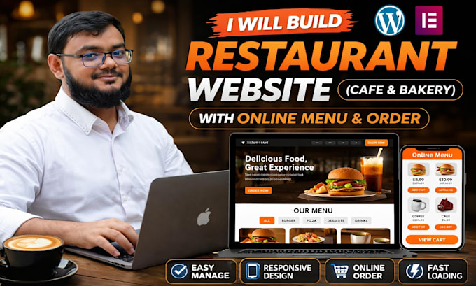 build restaurant, cafe or bakery wordpress website with online menu