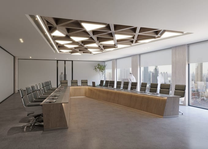 remodel 3d office interior rendering, modern conference room,workplace visualize