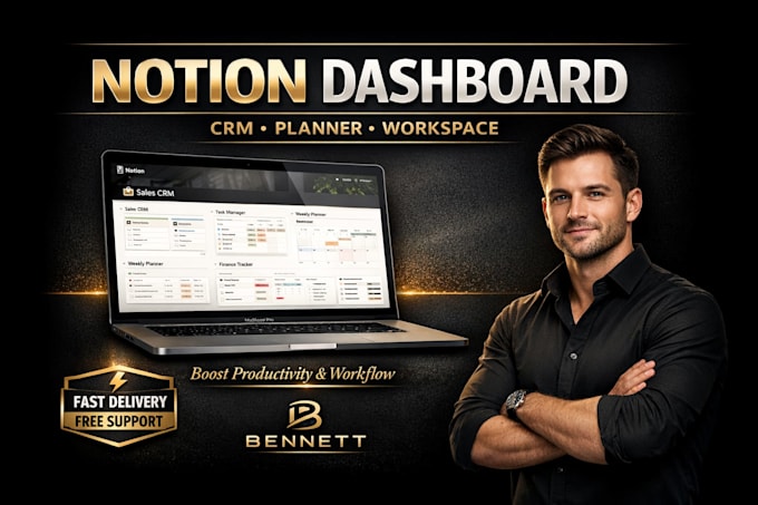 design custom notion dashboard, crm, planner and workspace