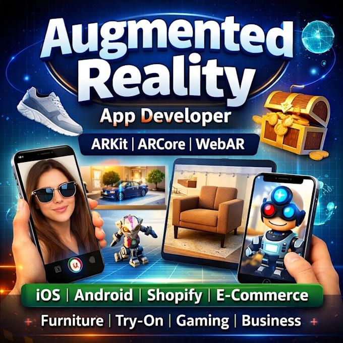 develop a professional augmented reality ar app using arkit, arcore, webar