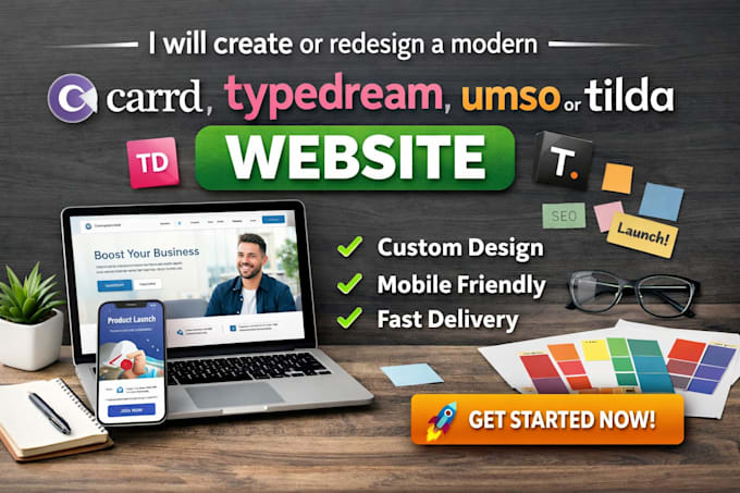 create or redesign a modern carrd typedream umso or tilda website