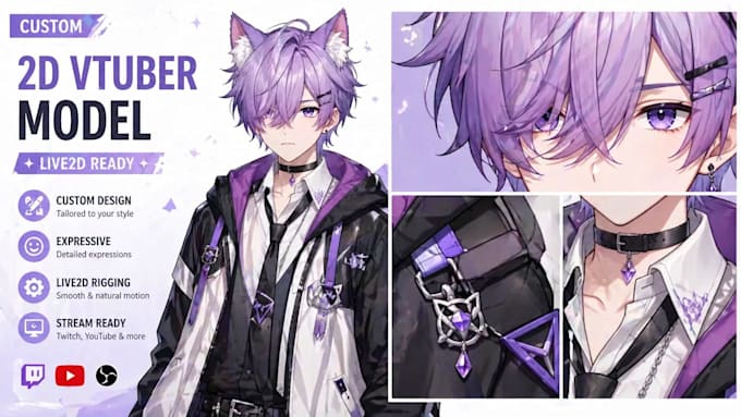 design vtuber model vtuber live 2d vtuber model 2d vtuber model vtuber rigging