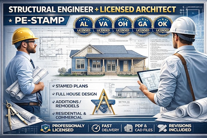 Structural engineer licensed architect pe stamp alabama va ohio georgia ...