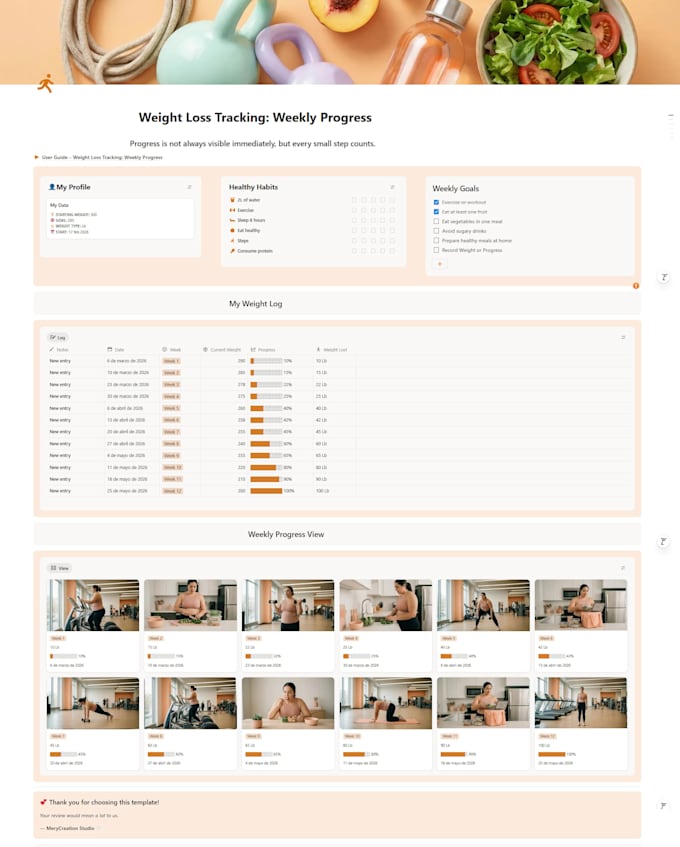 create a simple notion weight loss tracker