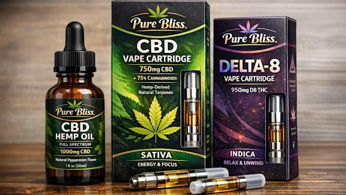 do cbd label design, product design, hemp oil label, vape catridge packaging