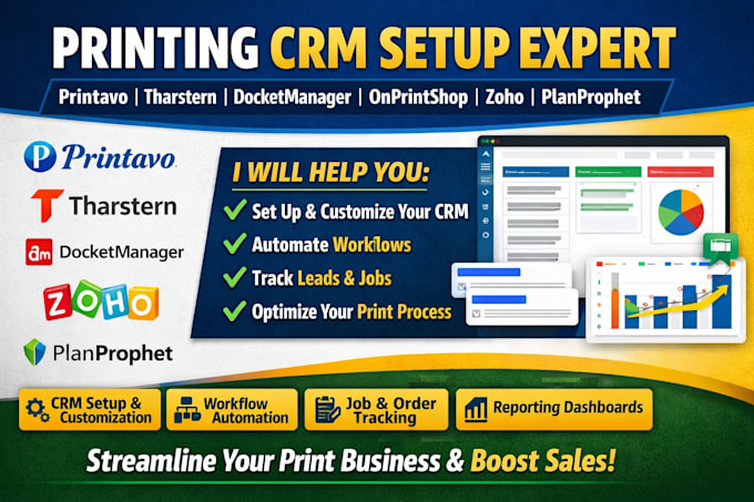 setup printing CRM printavo tharstern docketmanager onprintshop zoho planprophet