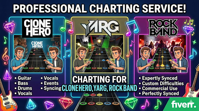 create custom pro charts for clone hero, yarg, and rock band