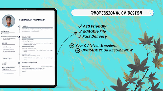design a professional ats friendly CV resume
