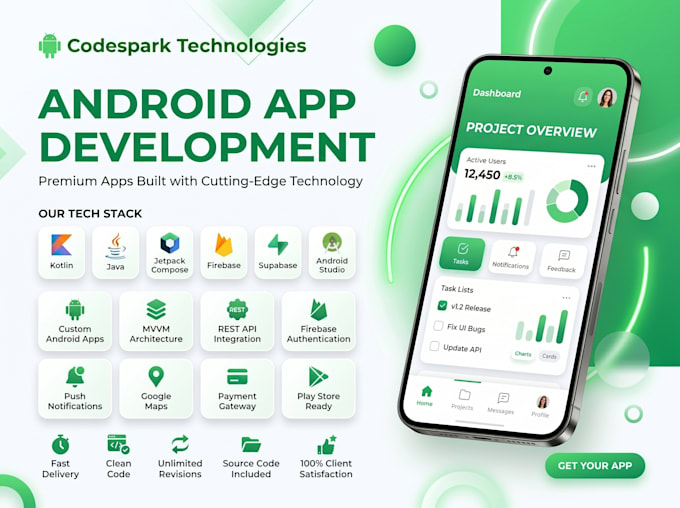 develop a custom android app using kotlin or java