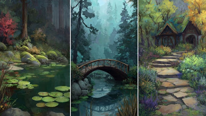 create stunning fantasy and sci fi environment concept art