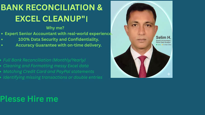 do professional bank reconciliation and excel data cleanup