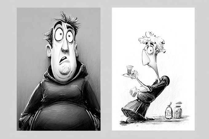 draw a cartoon character in a funny sketch