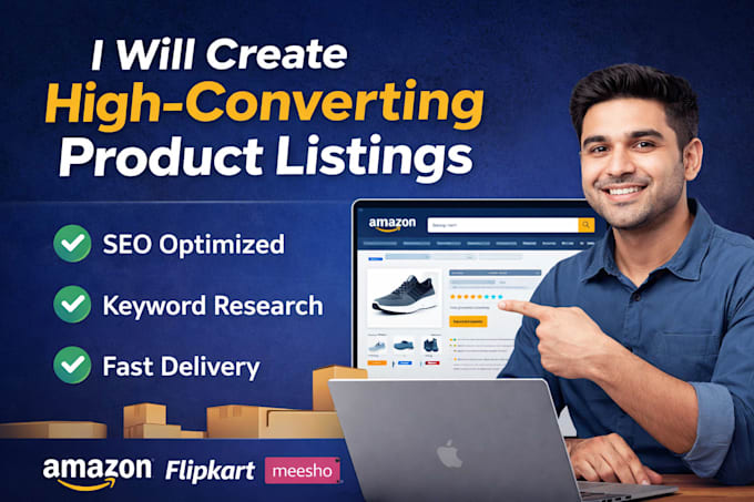 create SEO optimized amazon, flipkart and shopify product listings