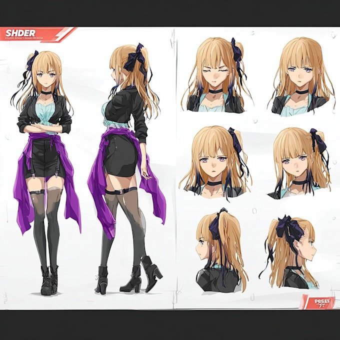 Draw anime style character reference sheet design for your vtuber, oc ...