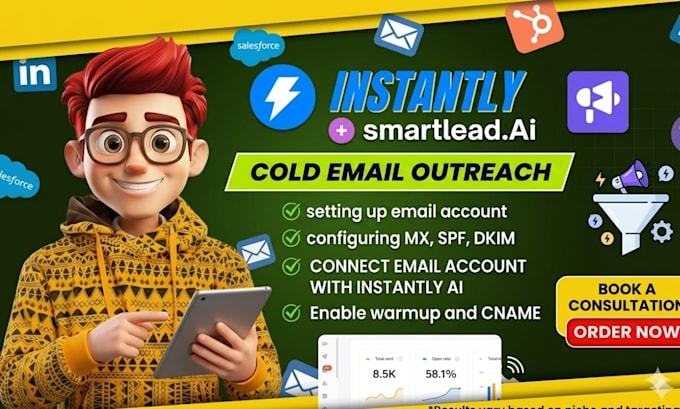 set up cold email marketing system using instantly or smartlead
