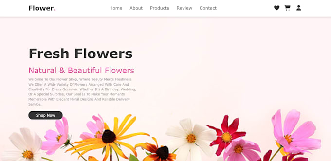design a responsive flower shop website using HTML CSS