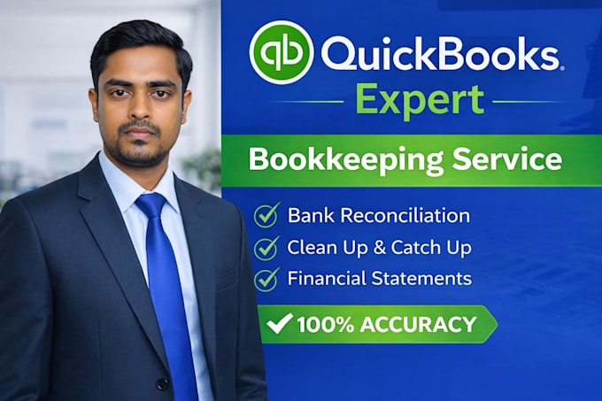 do quickbooks bookkeeping, cleanup, bank reconciliation and accounting service