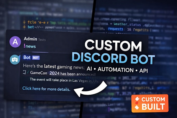 Build a custom discord bot with ai and automation by Jasmindeli | Fiverr