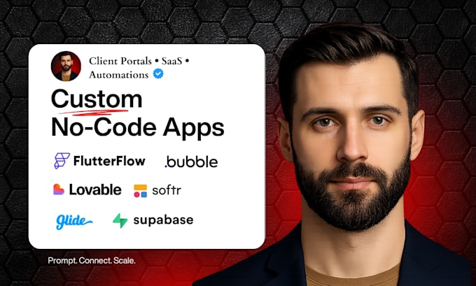 build bubble io lovable glide flutterflow softr client portal mobile app website