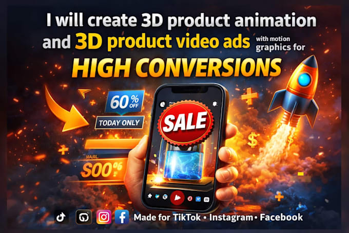create 3d visual, modelling, product video ads or motion graphics for conversion
