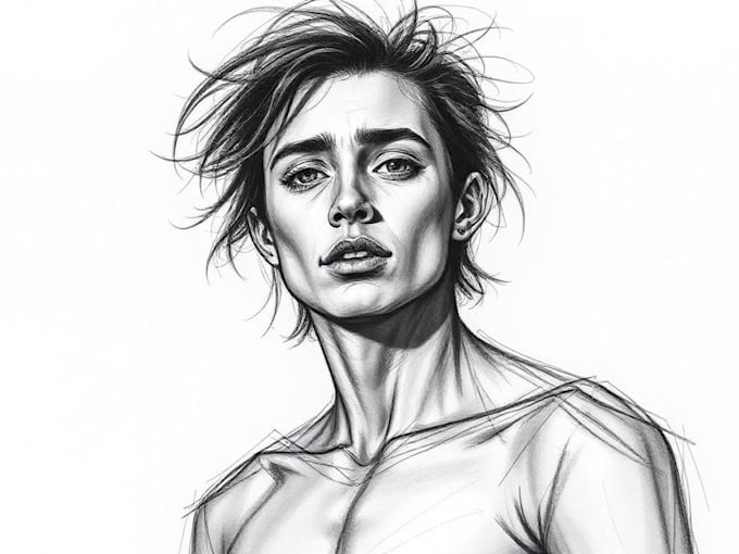 draw a custom pencil or charcoal portrait
