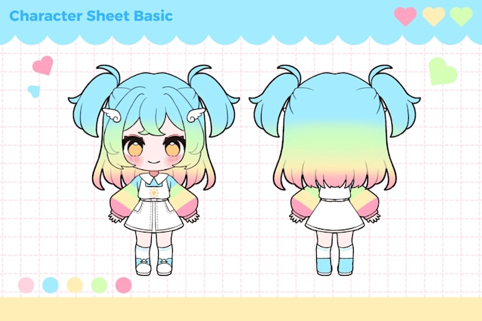 make character design and character sheet in chibi form