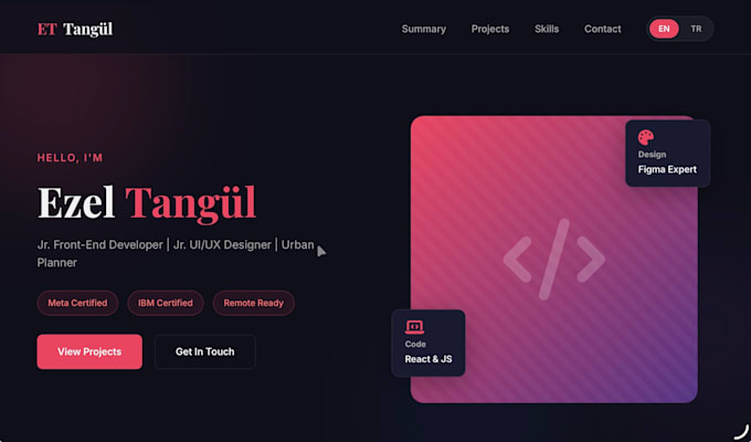 design a professional portfolio website in dark or minimal style