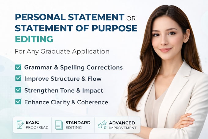 edit personal statement or statement of purpose for any graduate application