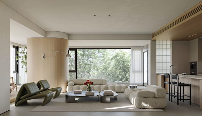 design realistic 3d apartment interior, cozy bedroom, 3d duplex, cabin rendering