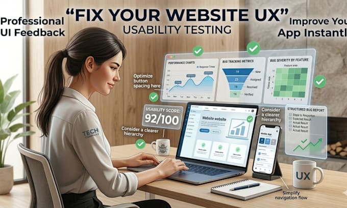 provide detailed app and website usability testing and UI feedback