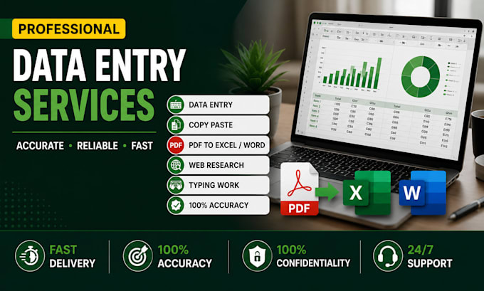 do accurate data entry, copy paste,pdf to excel web research