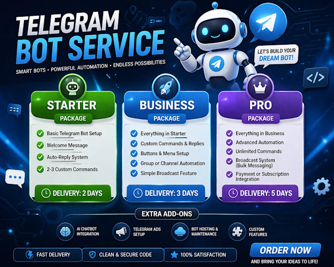 develop a custom telegram bot, forex bot with python for your needs