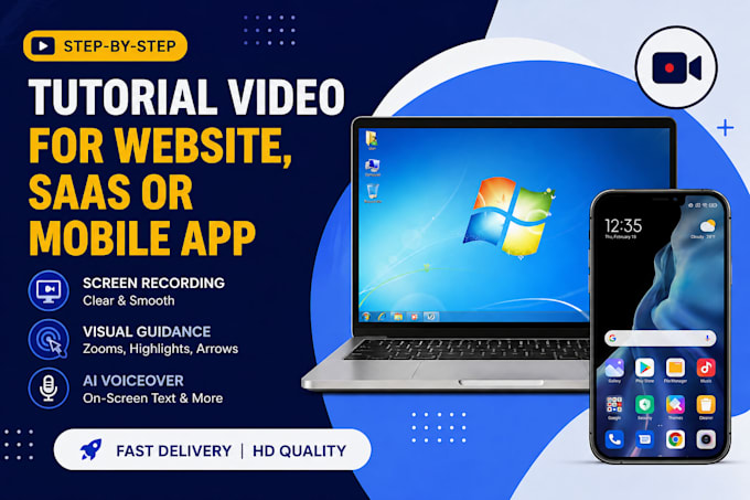 create a step by step tutorial video for your website, saas or mobile app