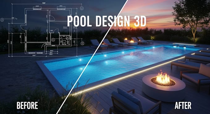 pool design 3d rendering backyard pool patio deck landscape design