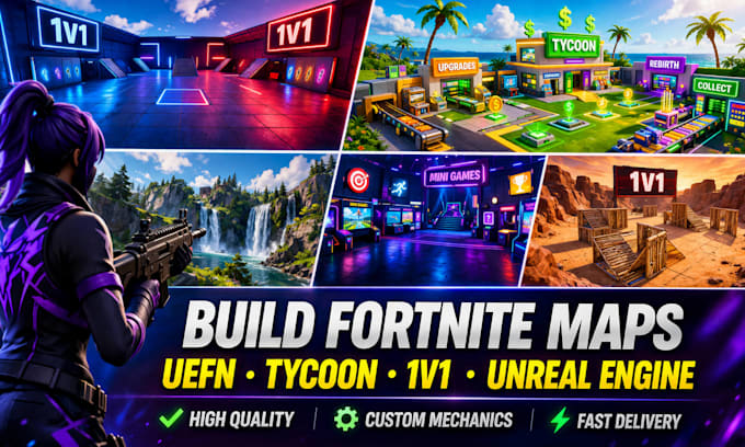 build fornite creative map, uefn map, tycoon map, unreal engine map, 1v1 map