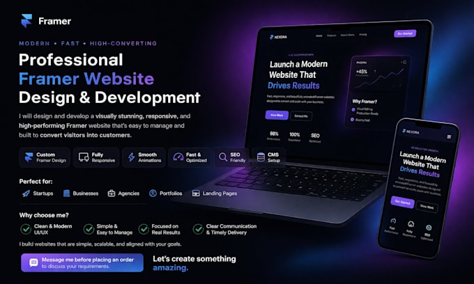 create a beautiful and professional website using framer