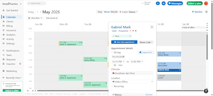 manage patient scheduling, emr, and telehealth as a med VA