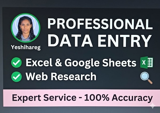 do professional data entry and web research tasks
