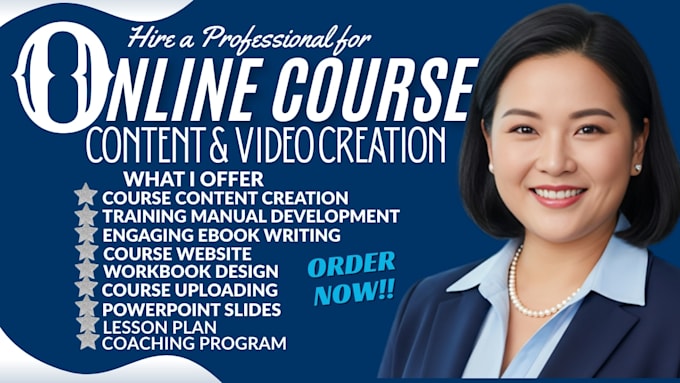 do online course creation, lesson manuals, elearning video on academy topic