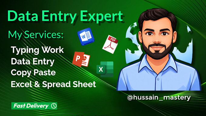 provide data entry, typing and excel services with fast delivery