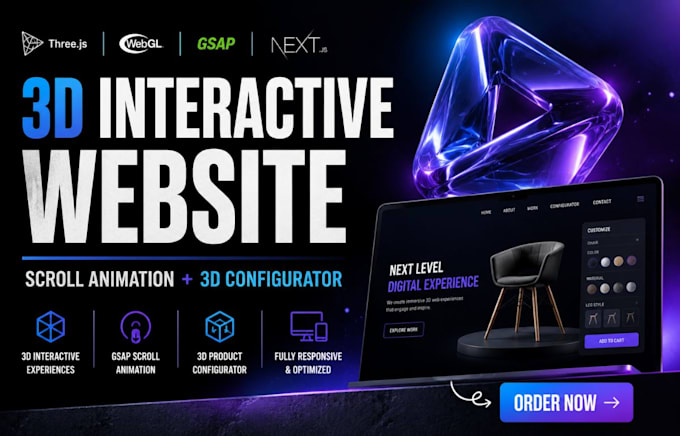 build 3d interactive website with threejs webgl and gsap scroll animation,nextjs