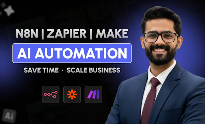 build n8n automation workflows, ai automation, zapier and make com automation