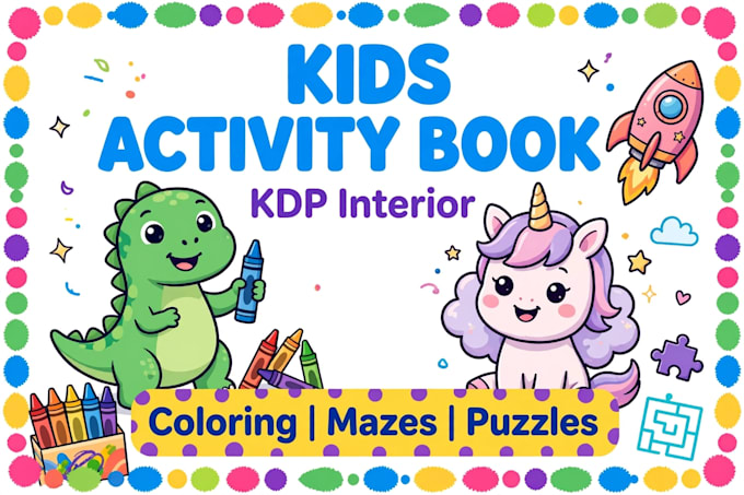design kids activity book and colouring book interior for amazon KDP