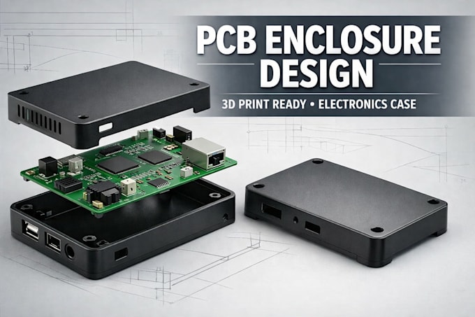design custom pcb enclosure, iot housing, electronics case for 3d printing