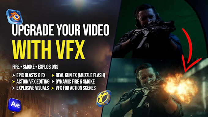 composite vfx fire, smoke, explosions, muzzle flash