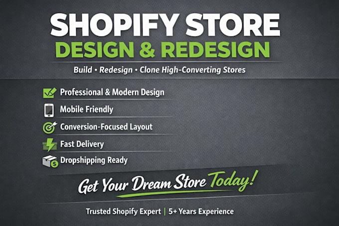 Create a high converting shopify store design or redesign by ...