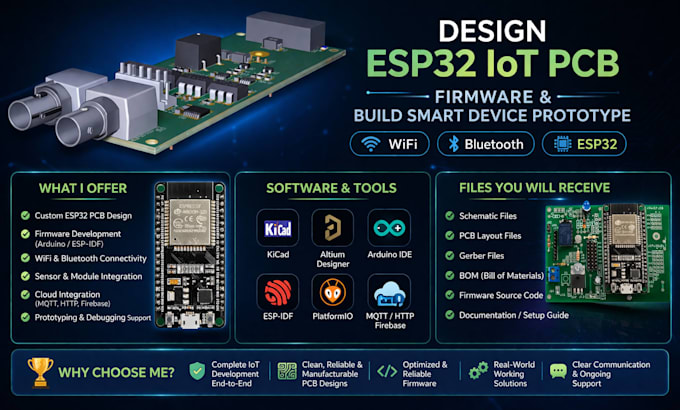 Design de pcb iot esp32, firmware e construção de protótipo de ...