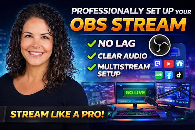 professionally set up your obs stream, overlays, alerts, and multistream setup